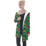 Rectangles on a green background                                                       Longline Hooded Cardigan