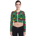 Rectangles on a green background                                                       Zip Up Bomber Jacket