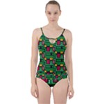 Rectangles on a green background                                                       Cut Out Top Tankini Set