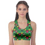 Rectangles on a green background                                                       Women s Sports Bra