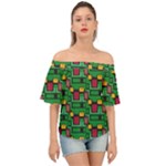 Rectangles on a green background                                                       Off Shoulder Short Sleeve Top