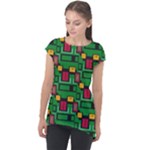 Rectangles on a green background                                                       Cap Sleeve High Low Top