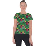 Rectangles on a green background                                                       Short Sleeve Sports Top