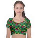 Rectangles on a green background                                                     Velvet Short Sleeve Crop Top