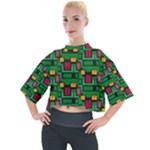 Rectangles on a green background                                                      Mock Neck Tee