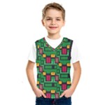 Rectangles on a green background                                                            Kids  Basketball Tank Top
