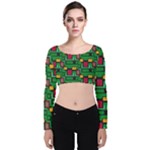 Rectangles on a green background                                                       Velvet Long Sleeve Crop Top