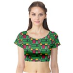 Rectangles on a green background                                                        Short Sleeve Crop Top