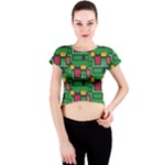 Rectangles on a green background                                                        Crew Neck Crop Top