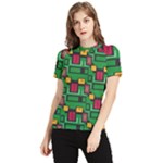 Rectangles on a green background                                                        Women s Short Sleeve Rash Guard
