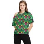 Rectangles on a green background                                                        One Shoulder Cut Out Tee