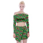 Rectangles on a green background                                                           Off Shoulder Top with Minki Skirt Set