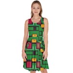 Rectangles on a green background                                                           Knee Length Skater Dress With Pockets