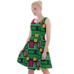 Rectangles on a green background                                                          Knee Length Skater Dress