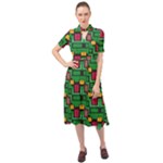 Rectangles on a green background                                                           Keyhole Neckline Chiffon Dress