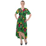 Rectangles on a green background                                                          Front Wrap High Low Dress