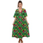 Rectangles on a green background                                                          Kimono Sleeve Boho Dress