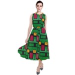 Rectangles on a green background                                                           Round Neck Boho Dress