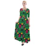 Rectangles on a green background                                                          Half Sleeves Maxi Dress
