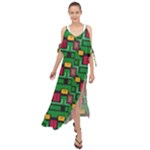 Rectangles on a green background                                                          Maxi Chiffon Cover Up Dress
