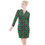 Rectangles on a green background                                                          Button Long Sleeve Dress