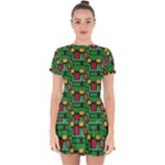 Rectangles on a green background                                                           Drop Hem Mini Chiffon Dress
