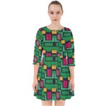 Rectangles on a green background                                                      Smock Dress