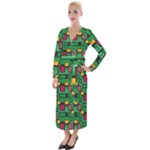 Rectangles on a green background                                                          Velvet Maxi Wrap Dress