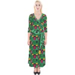 Rectangles on a green background                                                        Quarter Sleeve Wrap Maxi Dress
