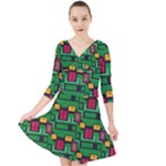 Rectangles on a green background                                                          Quarter Sleeve Front Wrap Dress