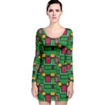Rectangles on a green background                                                        Long Sleeve Velvet Bodycon Dress