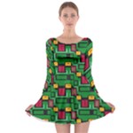 Rectangles on a green background                                                        Long Sleeve Skater Dress