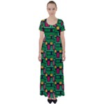 Rectangles on a green background                                                       High Waist Short Sleeve Maxi Dress