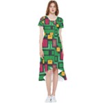 Rectangles on a green background                                                     High Low Boho Dress