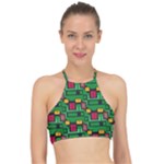Rectangles on a green background                                                       Racer Front Bikini Top