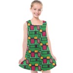 Rectangles on a green background                                                     Kids  Cross Back Dress