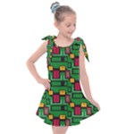 Rectangles on a green background                                                    Kids  Tie Up Tunic Dress