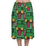 Rectangles on a green background                                                     Velvet Flared Midi Skirt