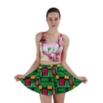 Rectangles on a green background                                                        Mini Skirt