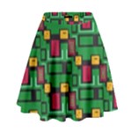 Rectangles on a green background                                                          High Waist Skirt