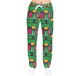 Rectangles on a green background                                                        Women velvet Drawstring Pants