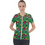 Rectangles on a green background                                                       Short Sleeve Zip Up Jacket