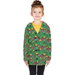 Rectangles on a green background                                                        Kids  Double Breasted Button Coat