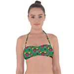 Rectangles on a green background                                                        Halter Bandeau Bikini Top