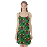 Rectangles on a green background                                                        Satin Night Slip