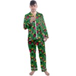 Rectangles on a green background                                                        Men s Satin Pajamas Long Pants Set