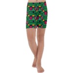 Rectangles on a green background                                                       Kids  Lightweight Velour Capri Yoga Leggings