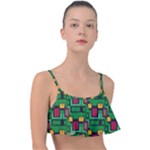 Rectangles on a green background                                                       Frill Bikini Top