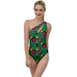 Rectangles on a green background                                                       To One Side Swimsuit