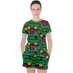 Rectangles on a green background                                                        Women s Mesh Tee and Shorts Set